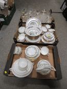 TWO TRAYS OF CERAMICS AND GLASS TO INCLUDE INDIA TREE DINNER WARE