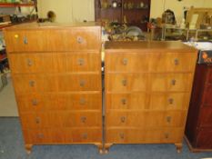TWO MID-CENTURY WALNUT CHEST OF DRAWERS
