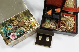 TWO BOXES OF VINTAGE COSTUME JEWELLERY