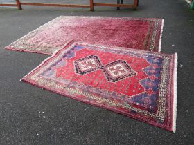 TWO LARGE 20TH CENTURY WOOLLEN RUGS- 380 x 260 cm and 224 x 155 cm