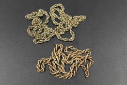 A HALLMARKED 9 CARAT GOLD ROPE TWIST NECKLACE approx weight 11.5g TOGETHER WITH GOLD PLATED