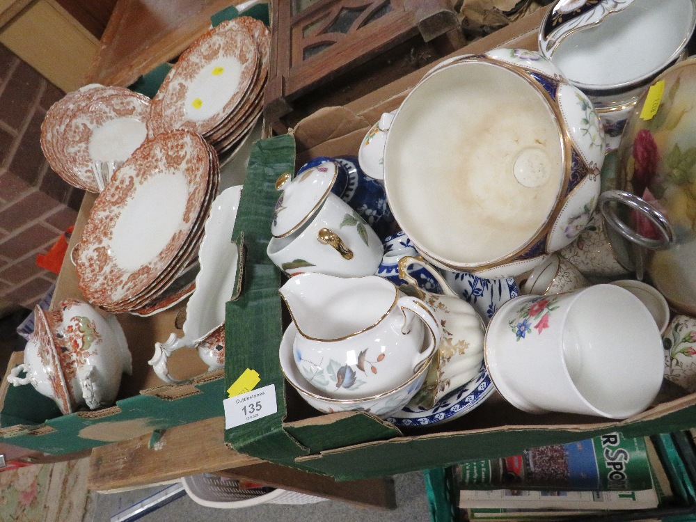 TWO TRAYS OF ASSORTED CERAMICS TO INCLUDE ROYAL WORCESTER, COLCLOUGH ETC