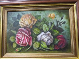 P. GOSLING - A FRAMED OIL ON CANVAS DEPICTING FLORAL STILL LIFE 20 X 29.5 CM