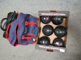 A SELECTION OF VARIOUS SETS OF LAWN BOWLS