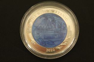 SOLOMAN ISLANDS 2022 5oz SILVER PROOF TITANIC 25 DOLLARS MOP WITH COA