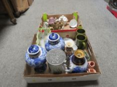 TWO TRAY OF CERAMICS ETC TO INCLUDE A FRANKLIN PORCELAIN GAME BIRD STEIN