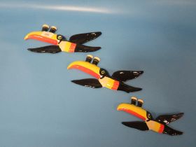 A SET OF THREE REPRODUCTION CARLTON WARE GUINNESS TOUCAN WALL PLAQUES