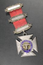 A LARGE LATE 19TH CENTURY SILVER "RAOB" (BUFFALO'S) JEWEL WITH BARS. PRESENTED TO FRED JOHN SUTTON