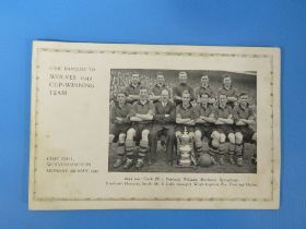 WOLVERHAMPTON WANDERS INTEREST A SIGNED CIVIC BANQUET MENU CARD FOR THE WOLVES 1949 CUP WINNING