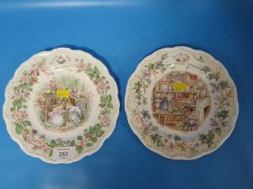 TWO ROYAL DOULTON BRAMLEY HEDGE PLATES "THE STORE STUMP" AND "SUMMER"