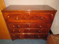 AN ANTIQUE MAHOGANY SECRETAIRE CHEST OF DRAWERS W-118 CM