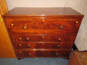 AN ANTIQUE MAHOGANY SECRETAIRE CHEST OF DRAWERS W-118 CM