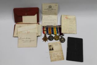 A WW1 MEDAL TRIO AND LSGC MEDAL GROUP. CONSISTING OF 1914 STAR AND BAR, BRITISH WAR MEDAL, VICTORY