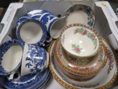 TWO TRAYS OF ASSORTED CERAMICS TO INCLUDE A MASONS REGENCY CHEESE DISH