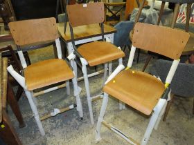 THREE ASSORTED INDUSTRIAL STYLE STOOLS