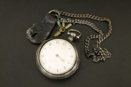 A SILVER OPEN FACE PAIR CASE POCKET WATCH, THE MOVEMENT SIGNED WM STUBBS, BINGHAM WITH A LATER
