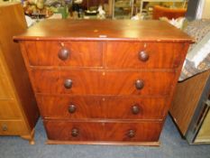 AN ANTIQUE MAHOGANY FIVE DRAWER CHEST W-105 CM