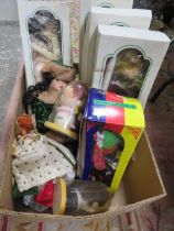 A TRAY OF ASSORTED COLLECTORS DOLLS, CLOWN ETC