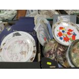 TWO TRAYS OF COLLECTABLE PLATES ETC TO INCLUDE FOUR ROYAL DOULTON THE WIND IN THE WILLOWS PLATES