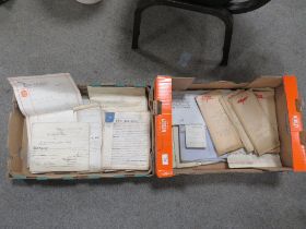 TWO BOXES OF OLD DEEDS, EPHEMERA AND MAPS