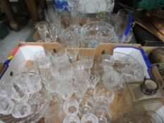 TWO TRAYS OF ASSORTED GLASSWARE TO INCLUDE CRYSTAL EXAMPLES