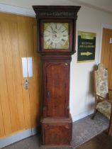 A GEORGIAN 8 DAY LONGCASE CLOCK BY THOMAS MOSS OF FRODSHAM, the oak case having fluted columns and