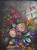P. GOSLING A FLORAL STILL LIFE OIL ON CANVAS
