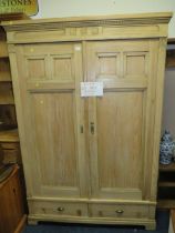 AN OLD FRENCH PINE TWO DOOR WARDROBE H-215 W-145 CM A/F