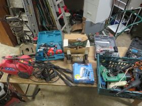 A QUANTITY OF ELECTRICALS , DIY TOOLS TO INCLUDE A JET WASHER - ALL UNTESTED A/F