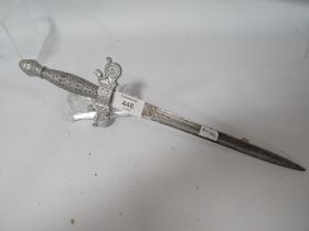 AN ORNATE HANDLE DAGGER WITH BLADE MARKED TOLEDO