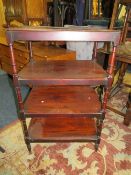AN ANTIQUE MAHOGANY FOUR TIER WOT-NOT A/F
