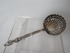 A HALLMARKED SILVER SIFTER SPOON