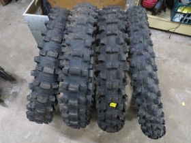 FOUR OFF ROAD TRIALS BIKE TYRES - SIZE 110/90-19 x 3 AND 80/100 - 21 x1