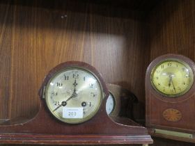 A EDWARDIAN INLAID MANTLE CLOCK WITH TWO OTHERS