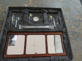 A BOXED WATERFORD GLASS DESK SET
