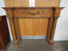 A LARGE ADAMS STYLE FIREPLACE WITH CARVED DETAIL W 138 CM