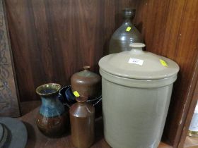 A SELECTION OF STONEWARE TO INCLUDE STUDIO POTTERY STYLE VASES ETC