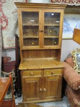 A HONEY PINE GLAZED KITCHEN DRESSER