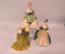 THREE ROYAL DOULTON FIGURINES TO INCLUDE "SIMONE", "ELEGANCE", AND "SOIREE" (3)