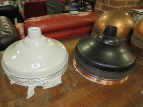 A SET OF 24 COPPER AND MIXED CANOPY LIGHT SHADES DIA. 40 CM