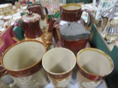 A SMALL TRAY OF ASSORTED DOULTON LAMBETH AND OTHER STONE WARE