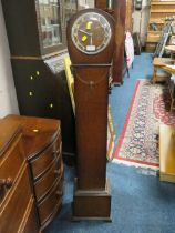 A VINTAGE OAK GRANDMOTHER CLOCK