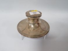 A LARGE HALLMARKED SILVER CAPSTAN INKWELL