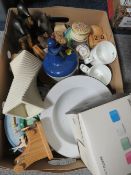 THREE BOXES OF ASSORTED CHINA AND SUNDRIES TO INCLUDE JUNO, ROYAL DOULTON ETC