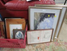A COLLECTION OF ASSORTED PICTURE AND PRINTS TO INCLUDE AN EARLY SCHEDULE WITH SEAL
