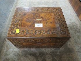 A VINTAGE WALNUT TUNBRIDGE WARE DRESSER BOX