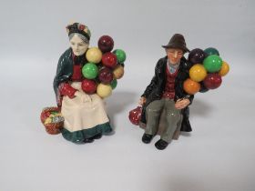 A ROYAL DOULTON THE BALLOON MAN TOGETHER WITH ROYAL DOULTON THE OLD BALLOON SELLER