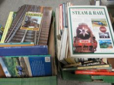 TWO TRAYS OF MAINLY HARDBACK BOOKS TRAIN AND TRAIN RELATED