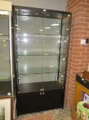 A MODERN TWO DOOR LIGHT-UP DISPLAY CABINET WITH KEYS 197 X 100 CM