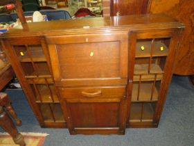 A VINTAGE OAK BUREAU BOOKCASE